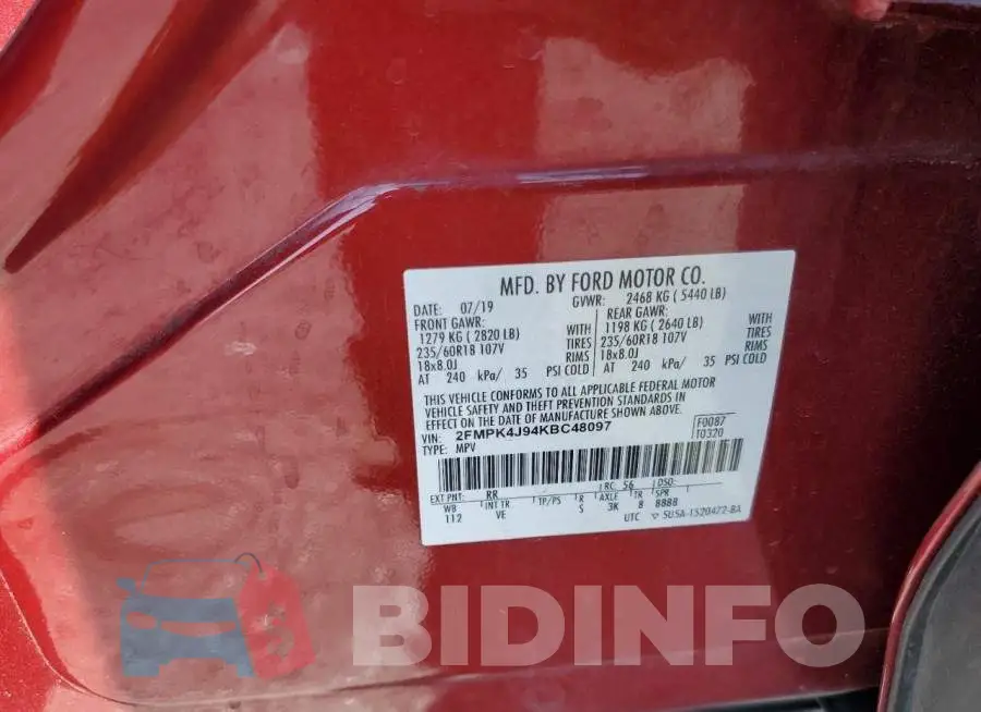 2FMPK4J94KBC48097 Photo# 13