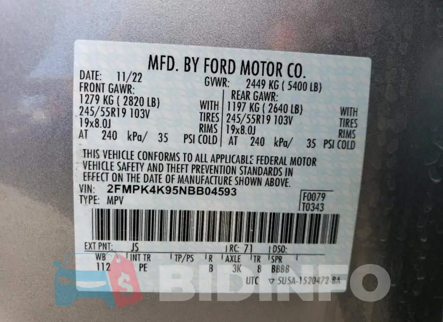 2FMPK4K95NBB04593 Photo# 12