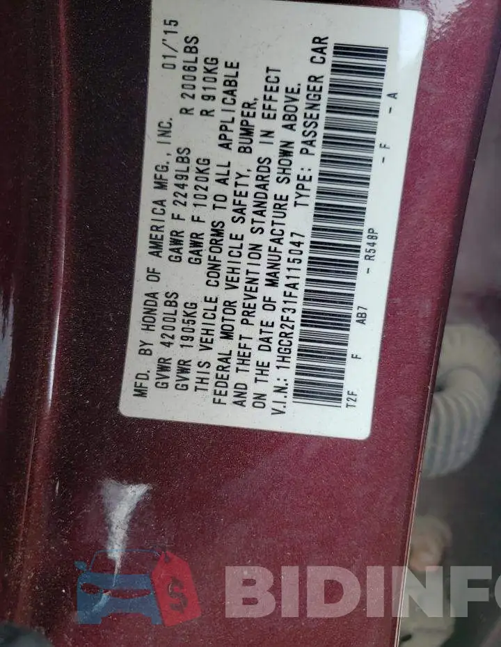 1HGCR2F31FA115047 Photo# 12