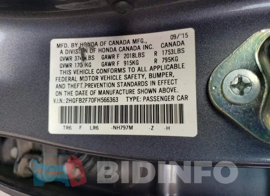2HGFB2F70FH566363 Photo# 12