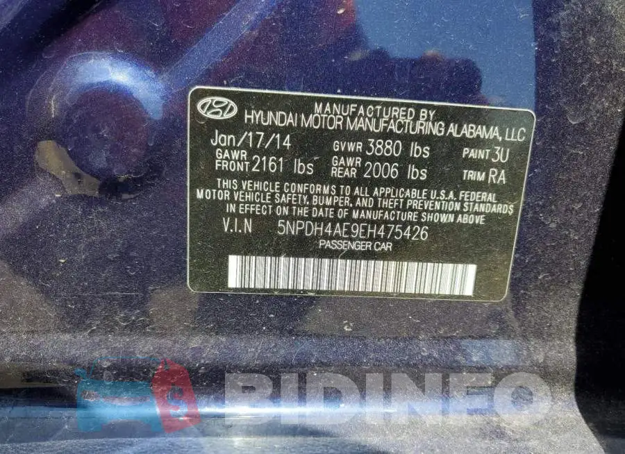5NPDH4AE9EH475426 Photo# 12