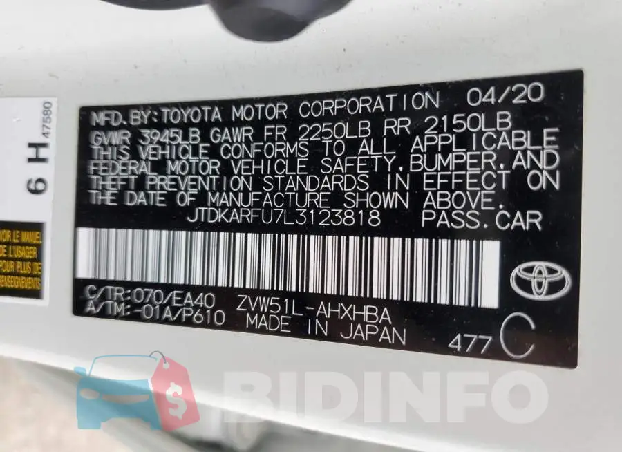 JTDKARFU7L3123818 Photo# 13