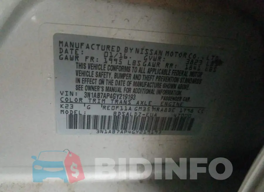 3N1AB7AP4GY219193 Photo# 10