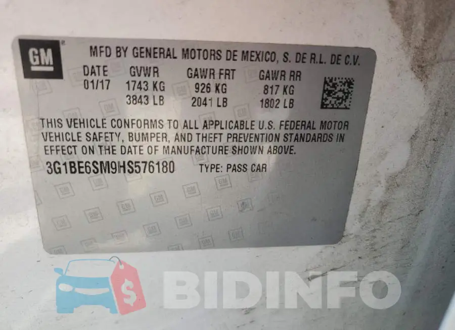 3G1BE6SM9HS576180 Photo# 12