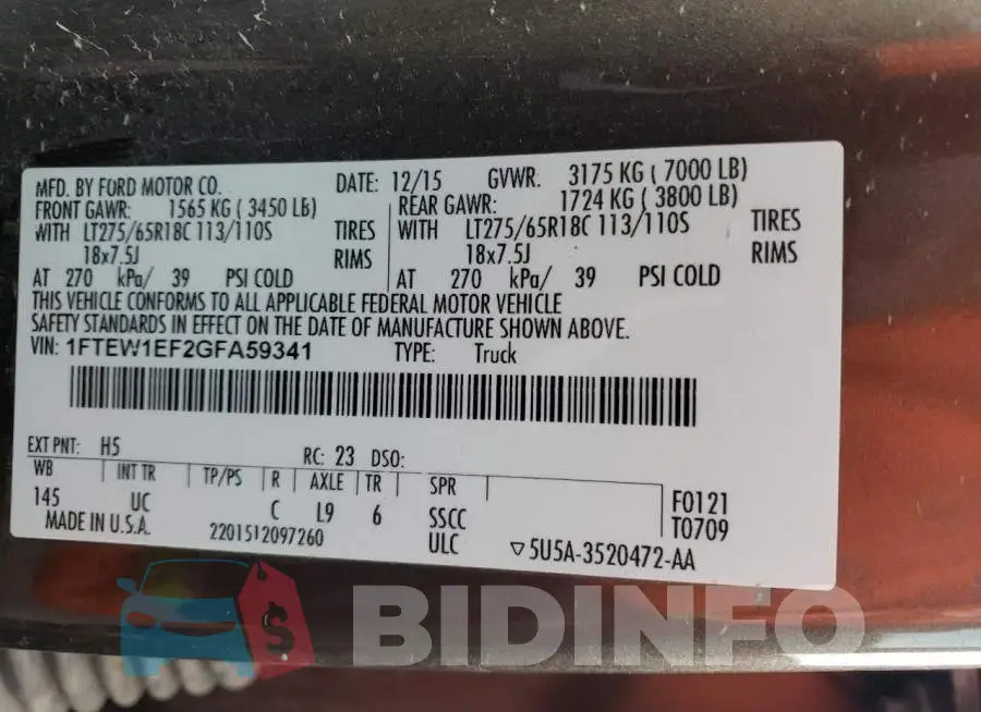 1FTEW1EF2GFA59341 Photo# 13