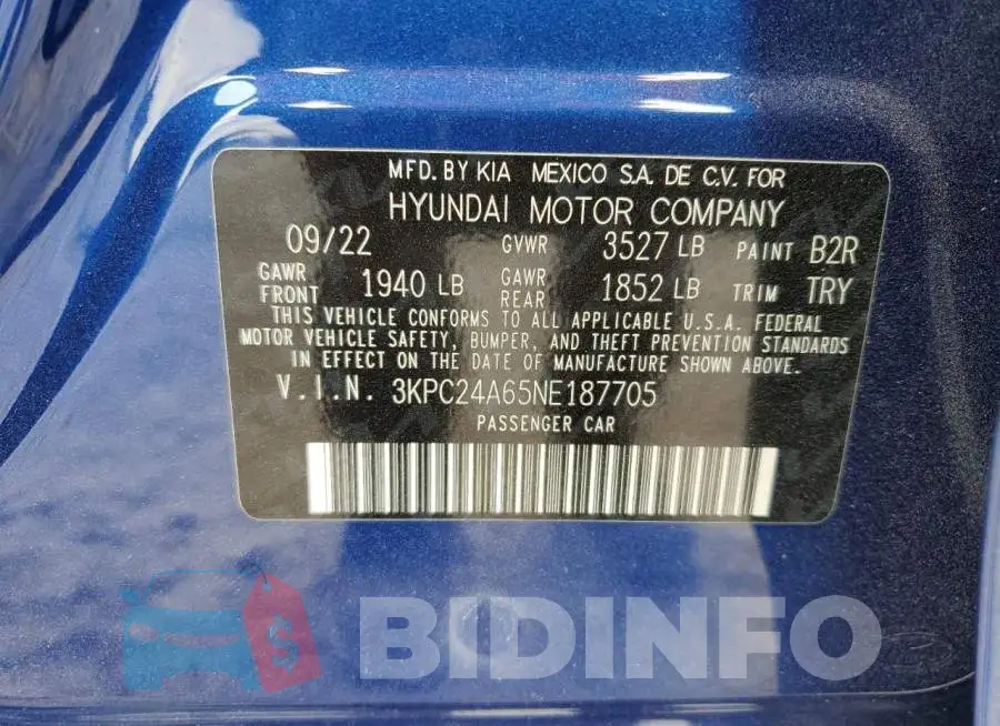 3KPC24A65NE187705 Photo# 12