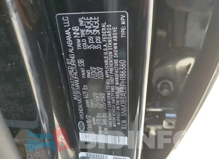 5NMJB3AE8PH186360 Photo# 12