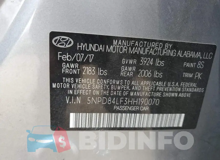 5NPD84LF3HH190070 Photo# 12