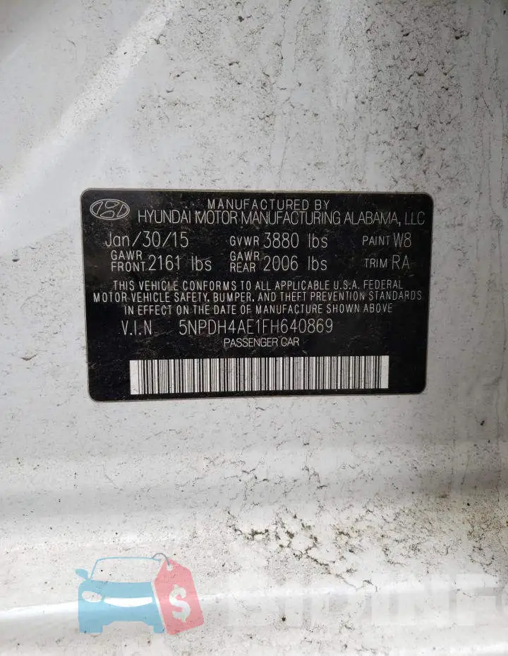 5NPDH4AE1FH640869 Photo# 12