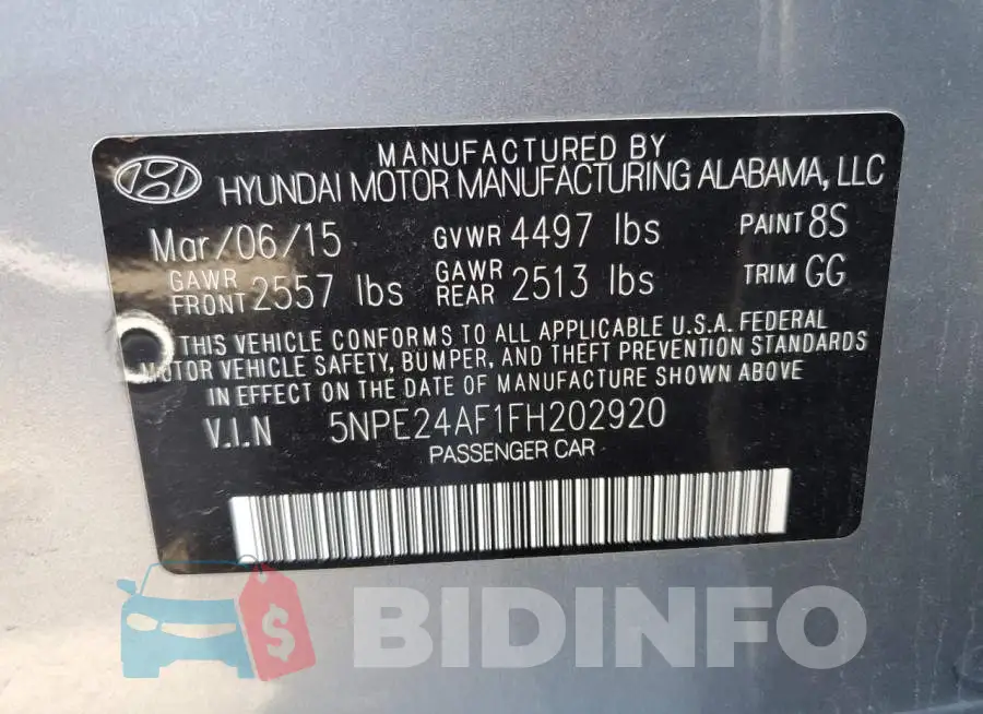 5NPE24AF1FH202920 Photo# 12