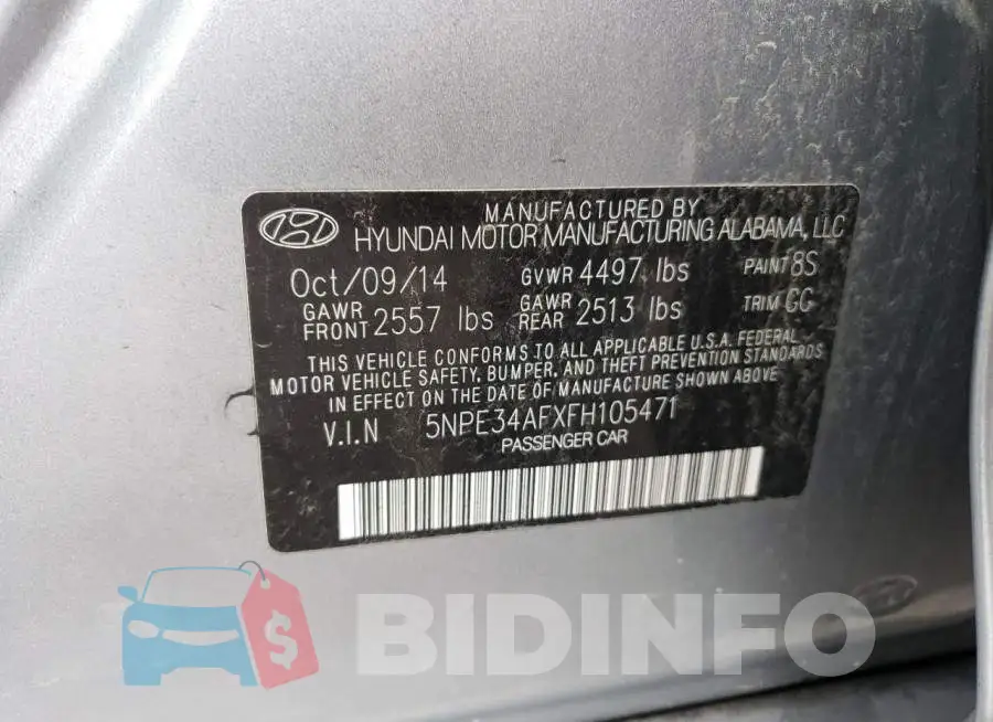 5NPE34AFXFH105471 Photo# 12