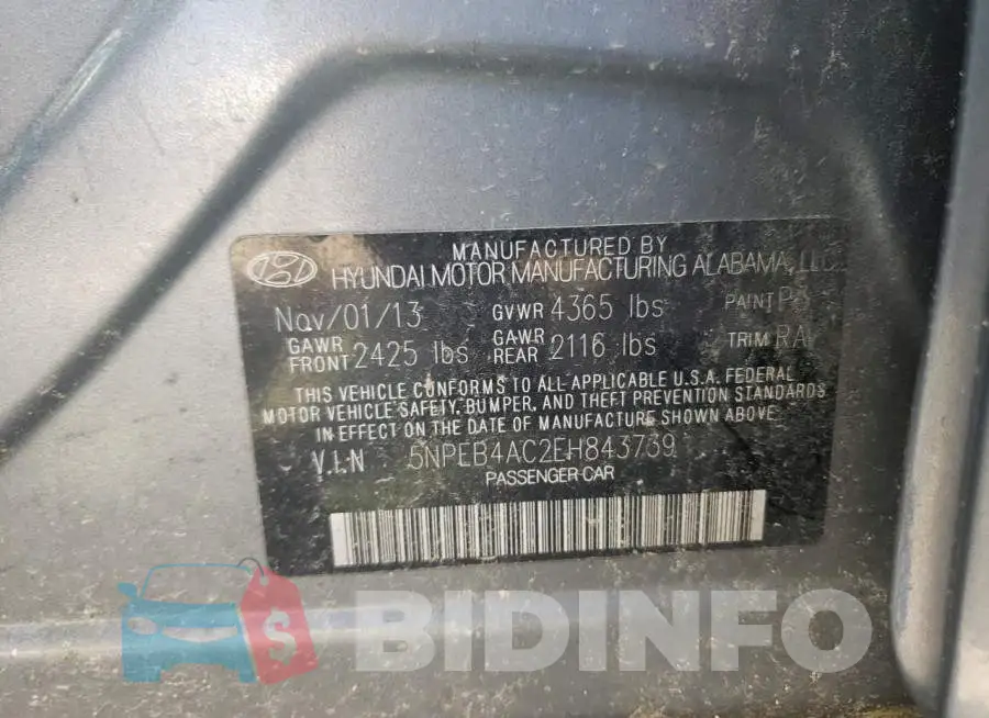 5NPEB4AC2EH843739 Photo# 10