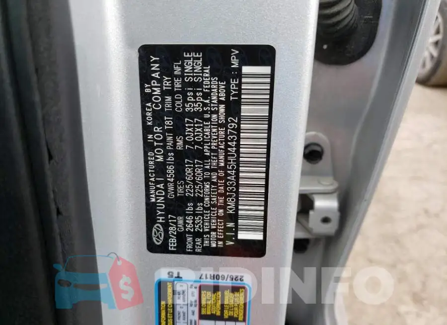 KM8J33A45HU443792 Photo# 12