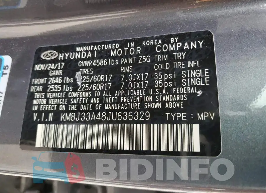 KM8J33A48JU636329 Photo# 12
