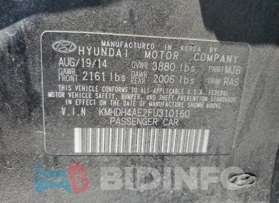 KMHDH4AE2FU310160 Photo# 12