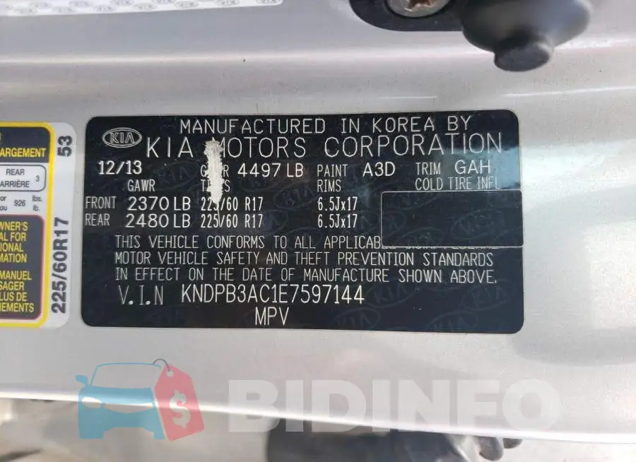 KNDPB3AC1E7597144 Photo# 13