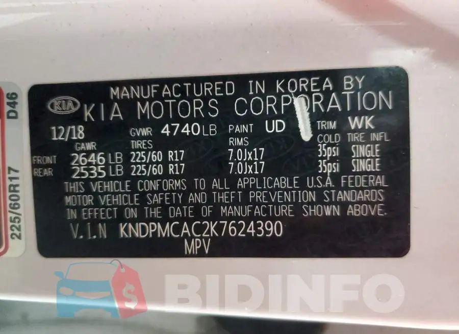 KNDPMCAC2K7624390 Photo# 13