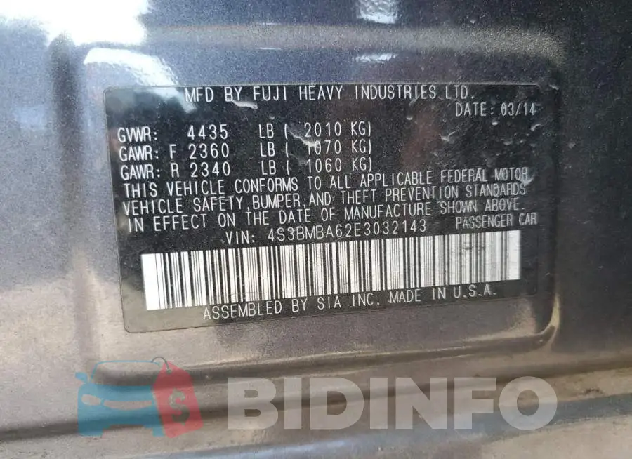 4S3BMBA62E3032143 Photo# 13