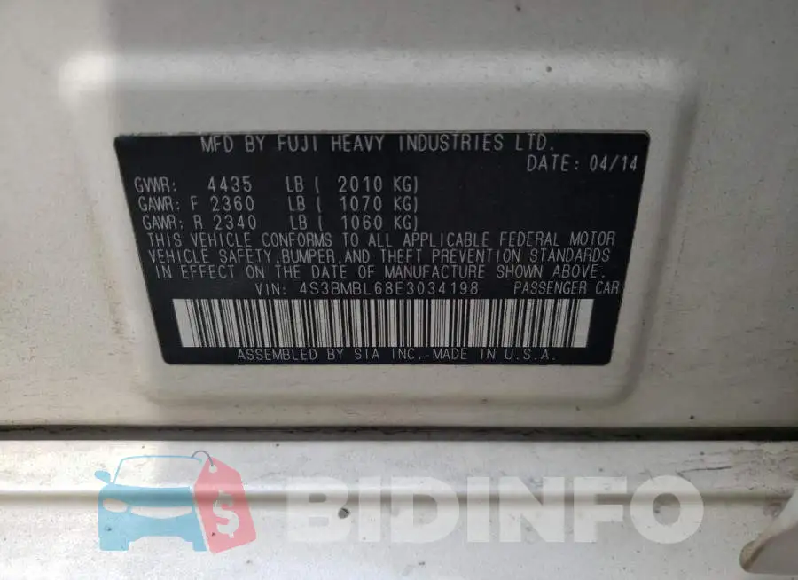4S3BMBL68E3034198 Photo# 13