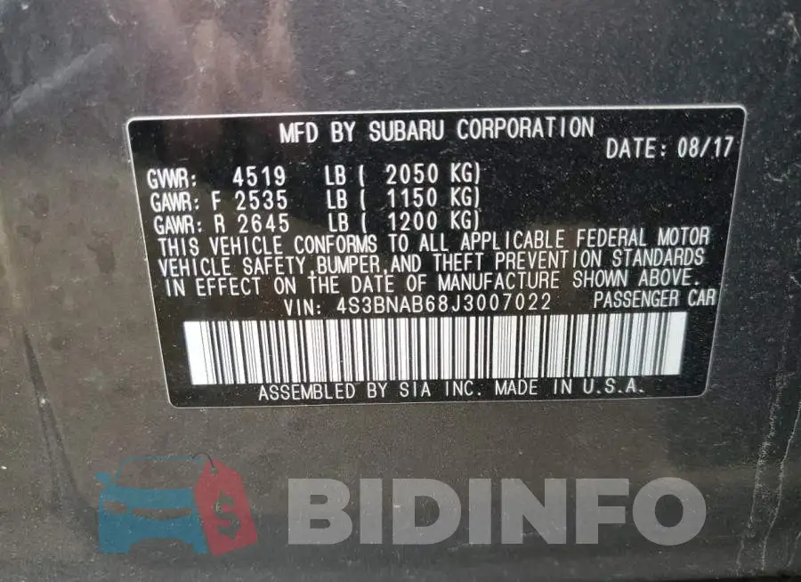 4S3BNAB68J3007022 Photo# 12