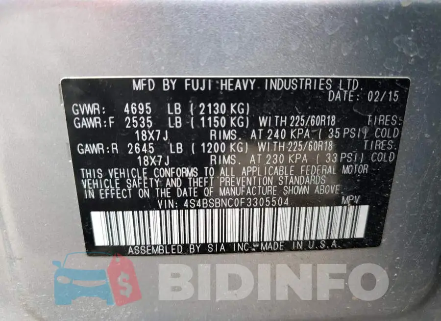 4S4BSBNC0F3305504 Photo# 12