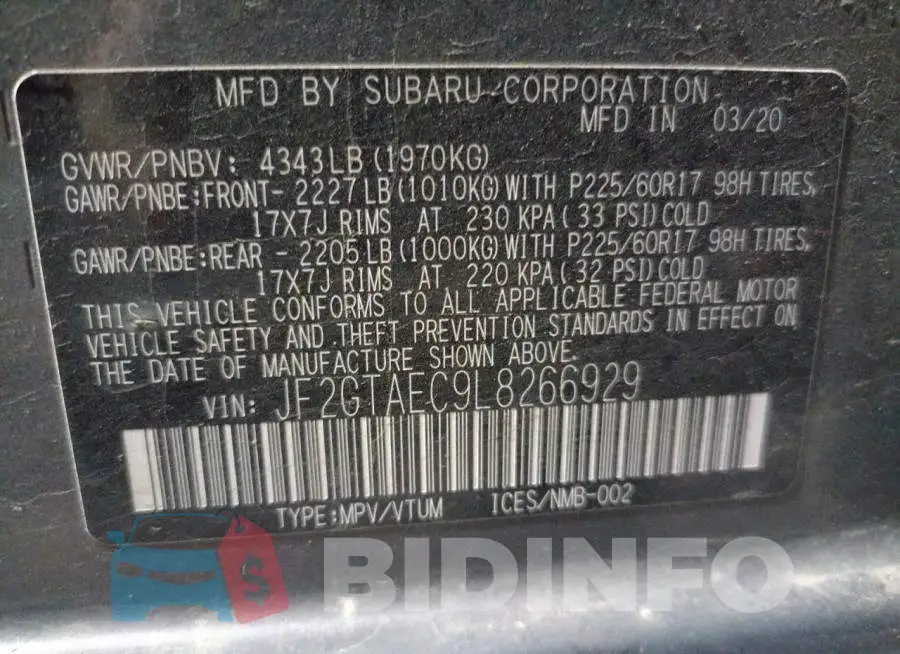 JF2GTAEC9L8266929 Photo# 10