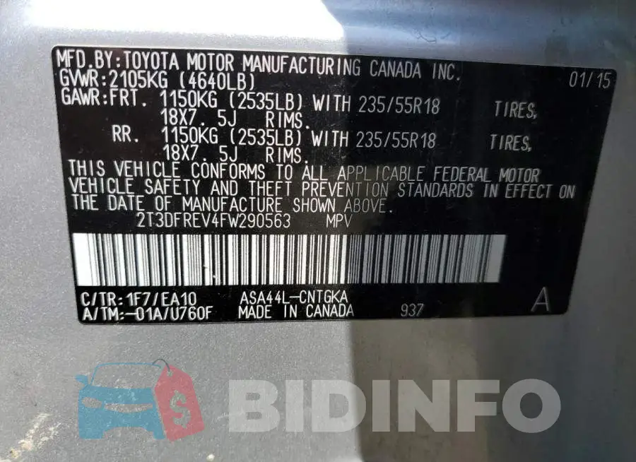 2T3DFREV4FW290563 Photo# 13