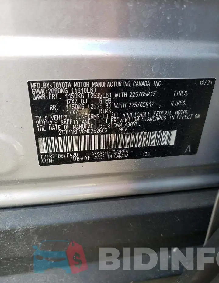2T3P1RFV8MC252603 Photo# 12