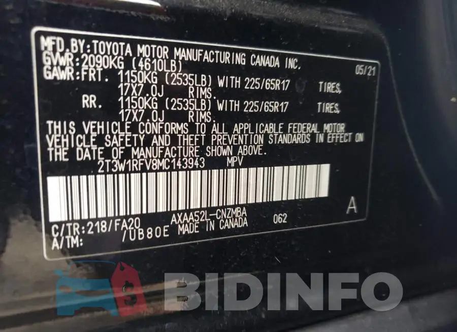 2T3W1RFV8MC143943 Photo# 12