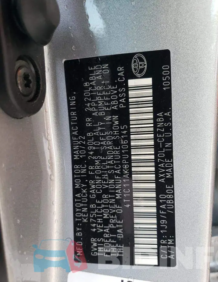 4T1C11AK8PU106145 Photo# 13
