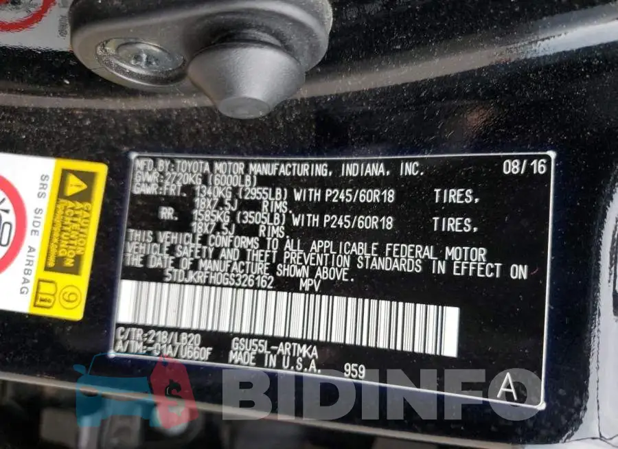 5TDJKRFH0GS326162 Photo# 13