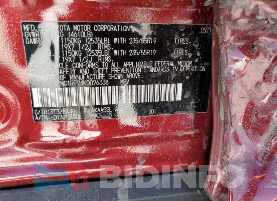 JTMC1RFV4KD026338 Photo# 13