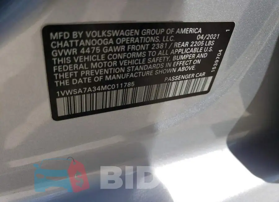 1VWSA7A34MC011785 Photo# 12