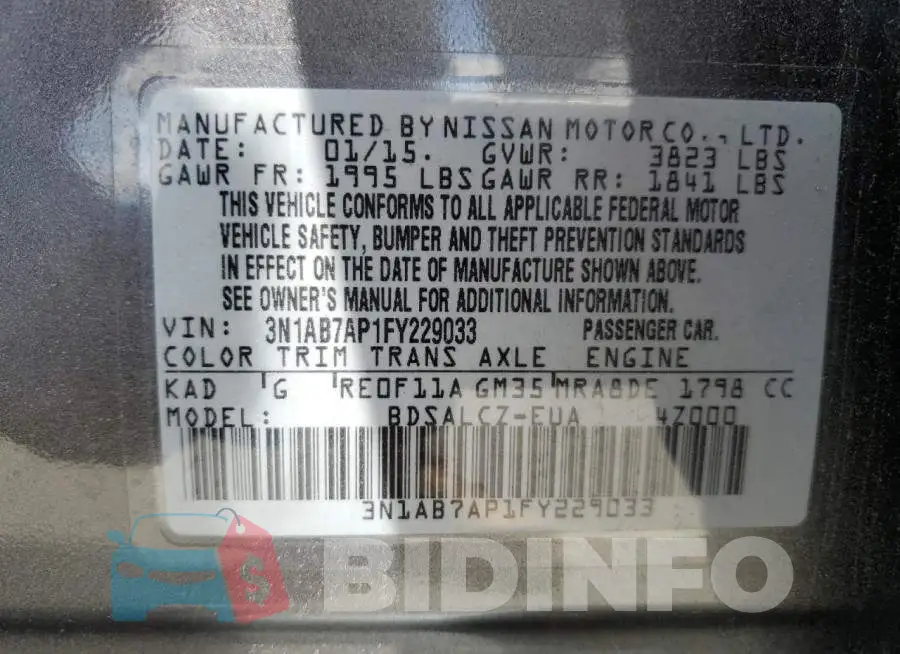 3N1AB7AP1FY229033 Photo# 12