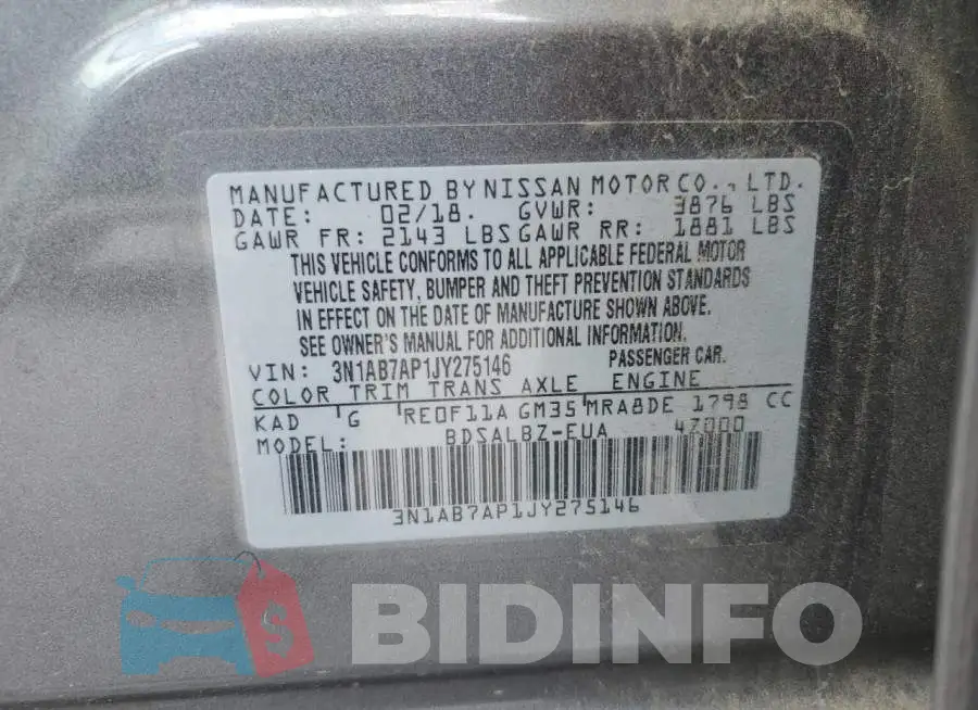 3N1AB7AP1JY275146 Photo# 12