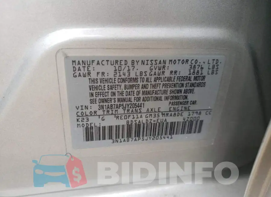 3N1AB7AP5JY205441 Photo# 12