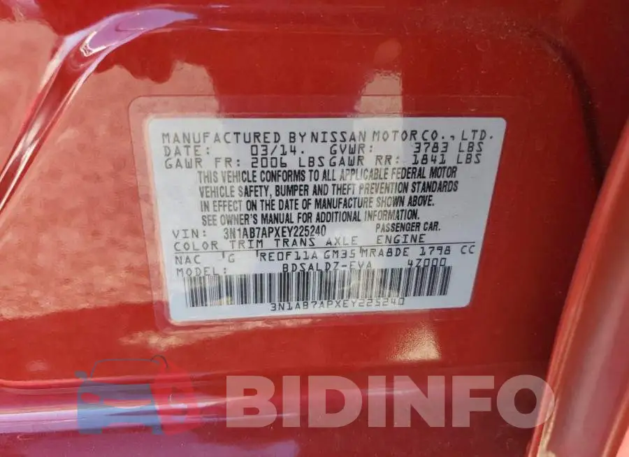 3N1AB7APXEY225240 Photo# 12