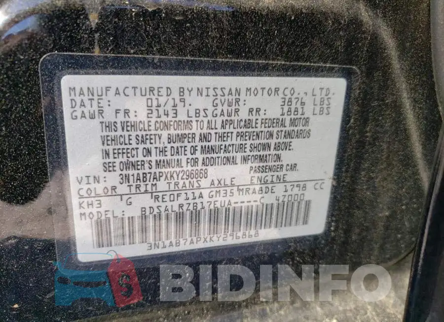 3N1AB7APXKY296868 Photo# 13