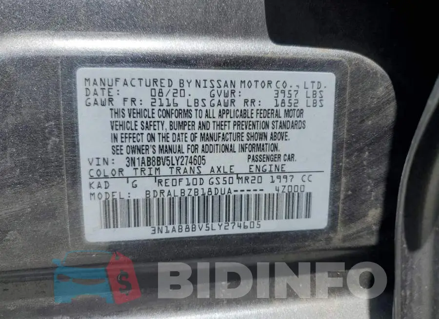 3N1AB8BV5LY274605 Photo# 12