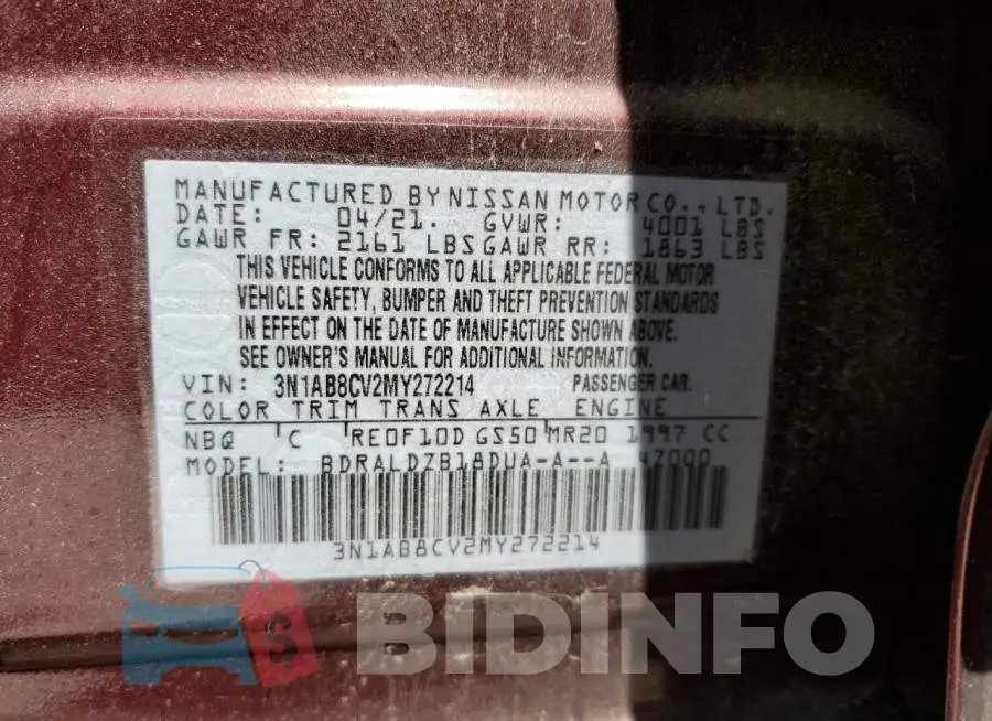 3N1AB8CV2MY272214 Photo# 12
