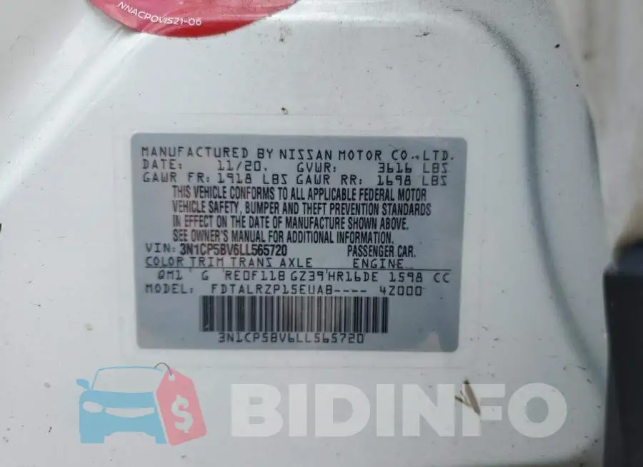 3N1CP5BV6LL565720 Photo# 14