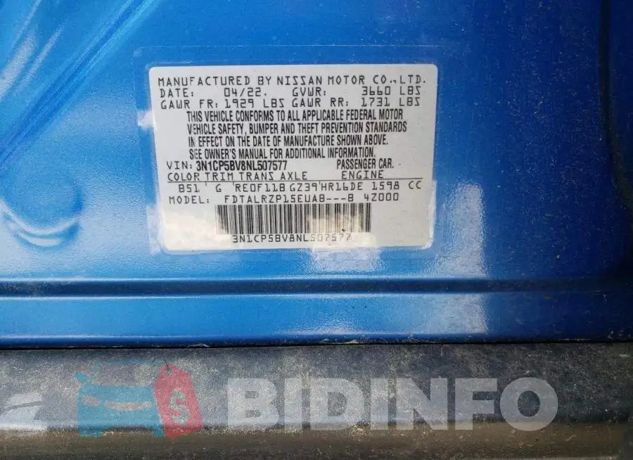 3N1CP5BV8NL507577 Photo# 13