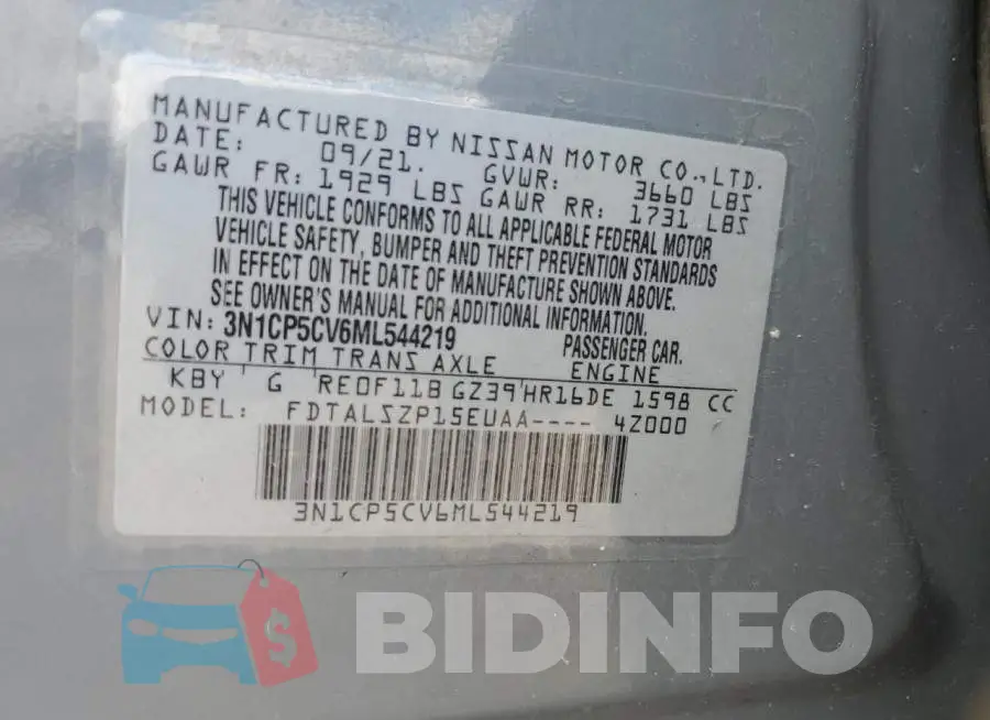 3N1CP5CV6ML544219 Photo# 13
