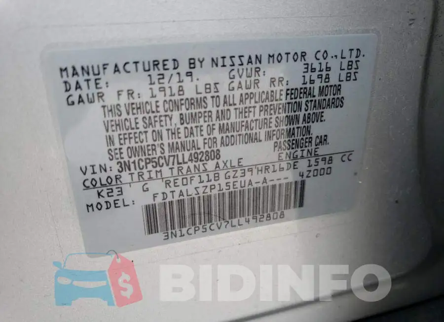 3N1CP5CV7LL492808 Photo# 14