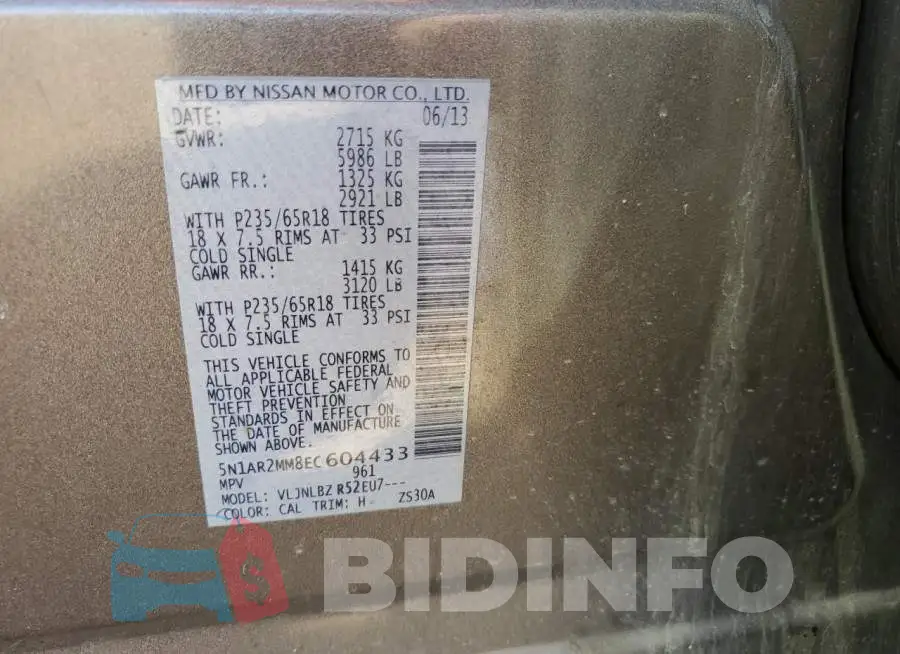 5N1AR2MM8EC604433 Photo# 13