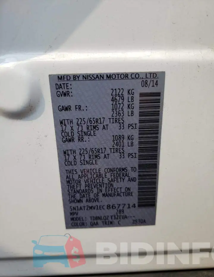 5N1AT2MV1EC867714 Photo# 13