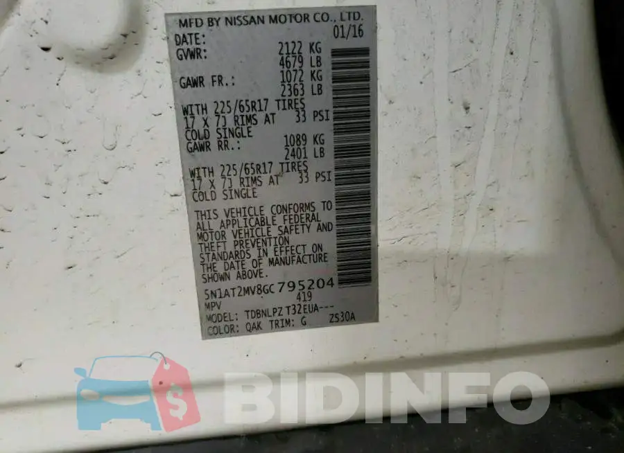 5N1AT2MV8GC795204 Photo# 13