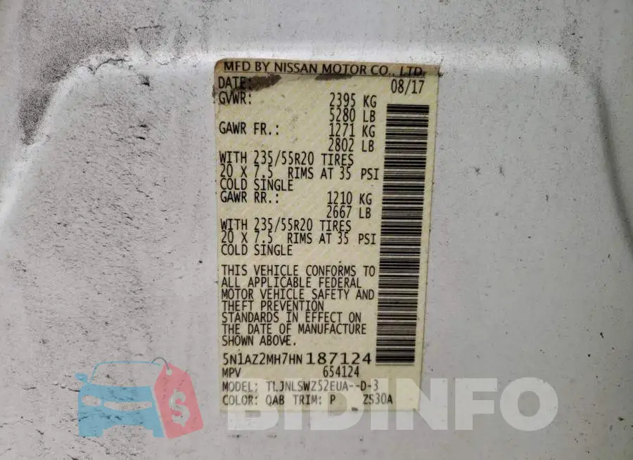 5N1AZ2MH7HN187124 Photo# 12