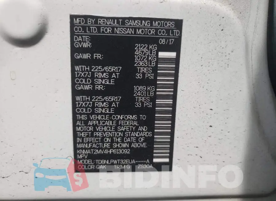 KNMAT2MV4HP613092 Photo# 14
