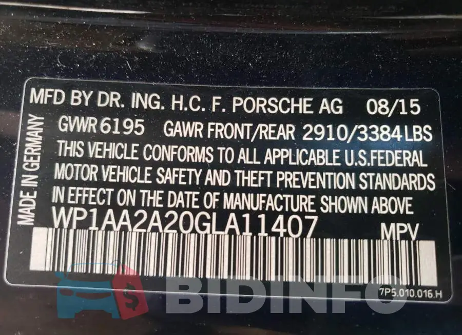 WP1AA2A20GLA11407 Photo# 13